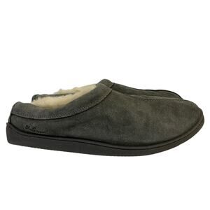 My Pillow My Slippers Gray Leather Faux Fur Slippers Size 12